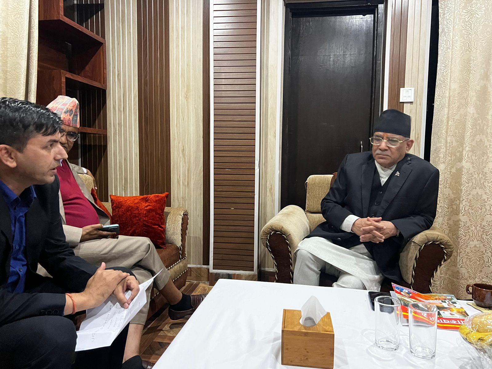 Dirgha Upadhyay interviewing PM Dahal NT