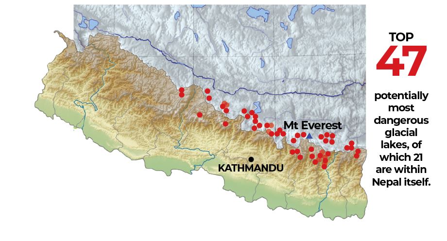 at risk GLOFs in Nepal map