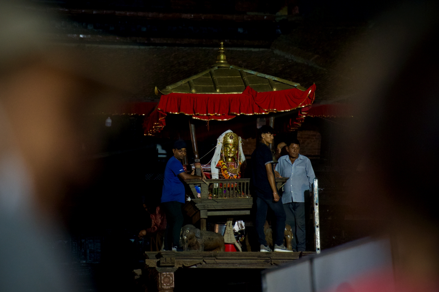 Indraju tied up on a pole NT