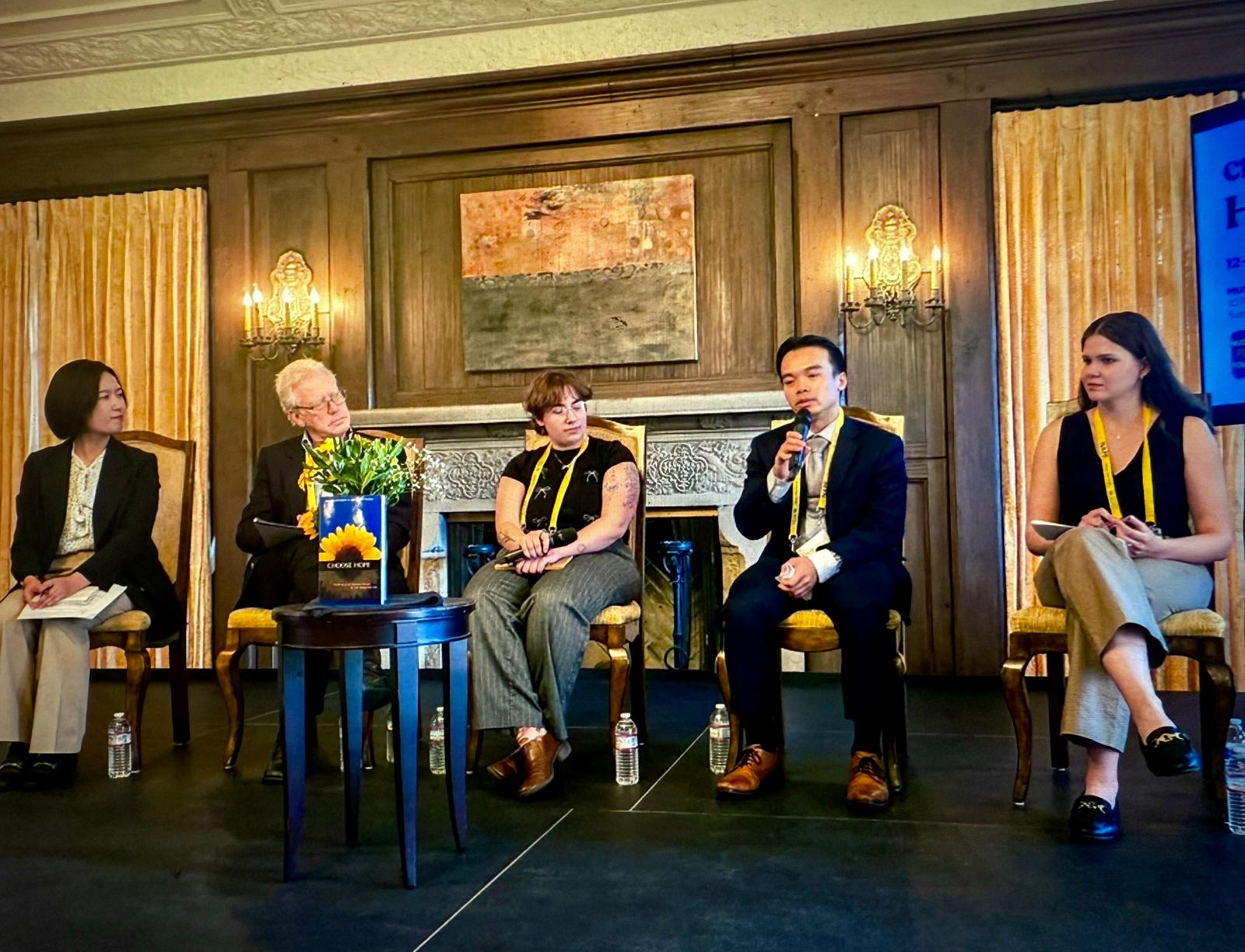 Miyuki Horiguchi of SGI left moderates the final panel discussion The Intersection of Climate and Nuclear Justice Empowering Youth for Change