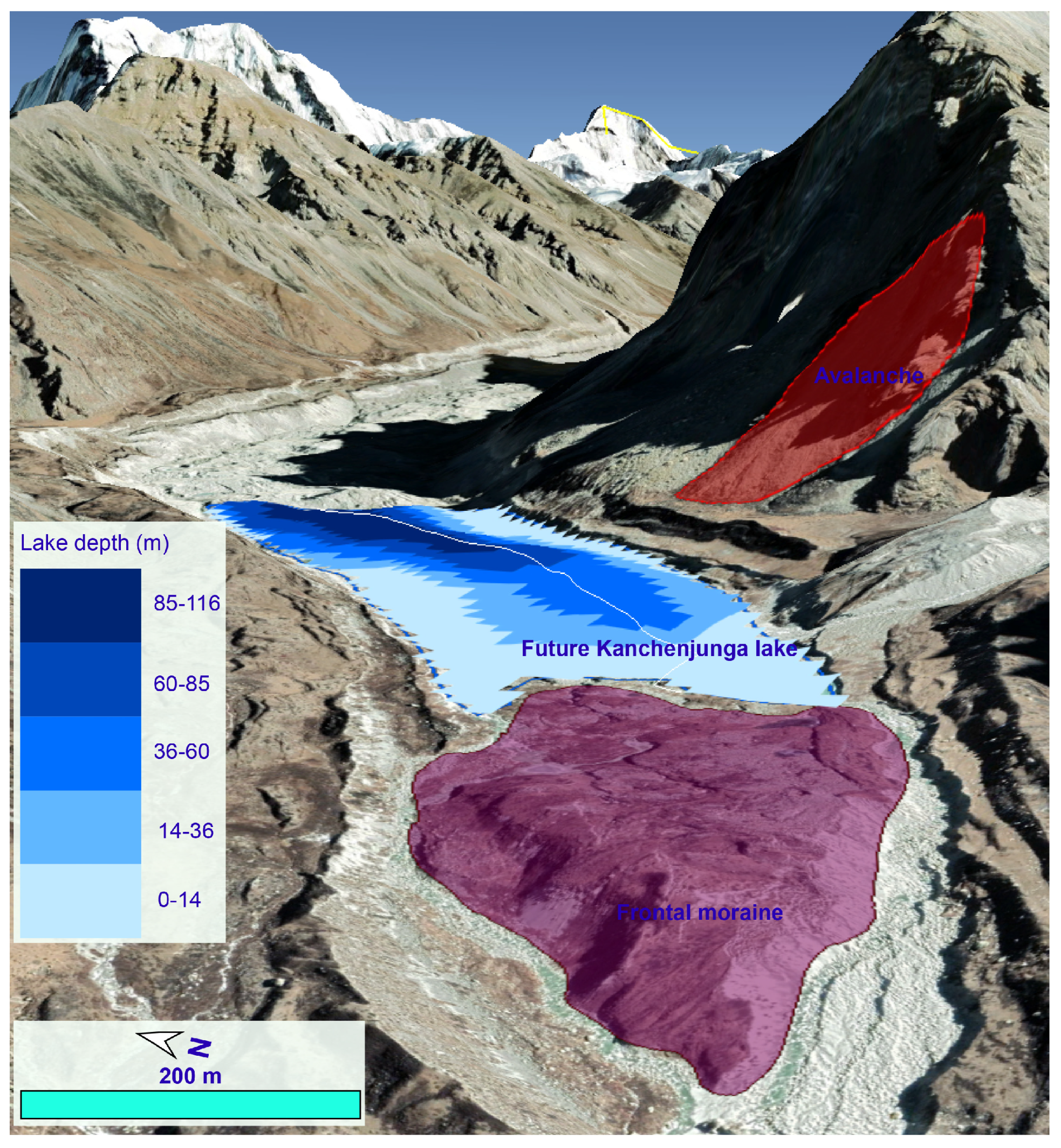 Mapping Kangchenjunga glacial flood risk