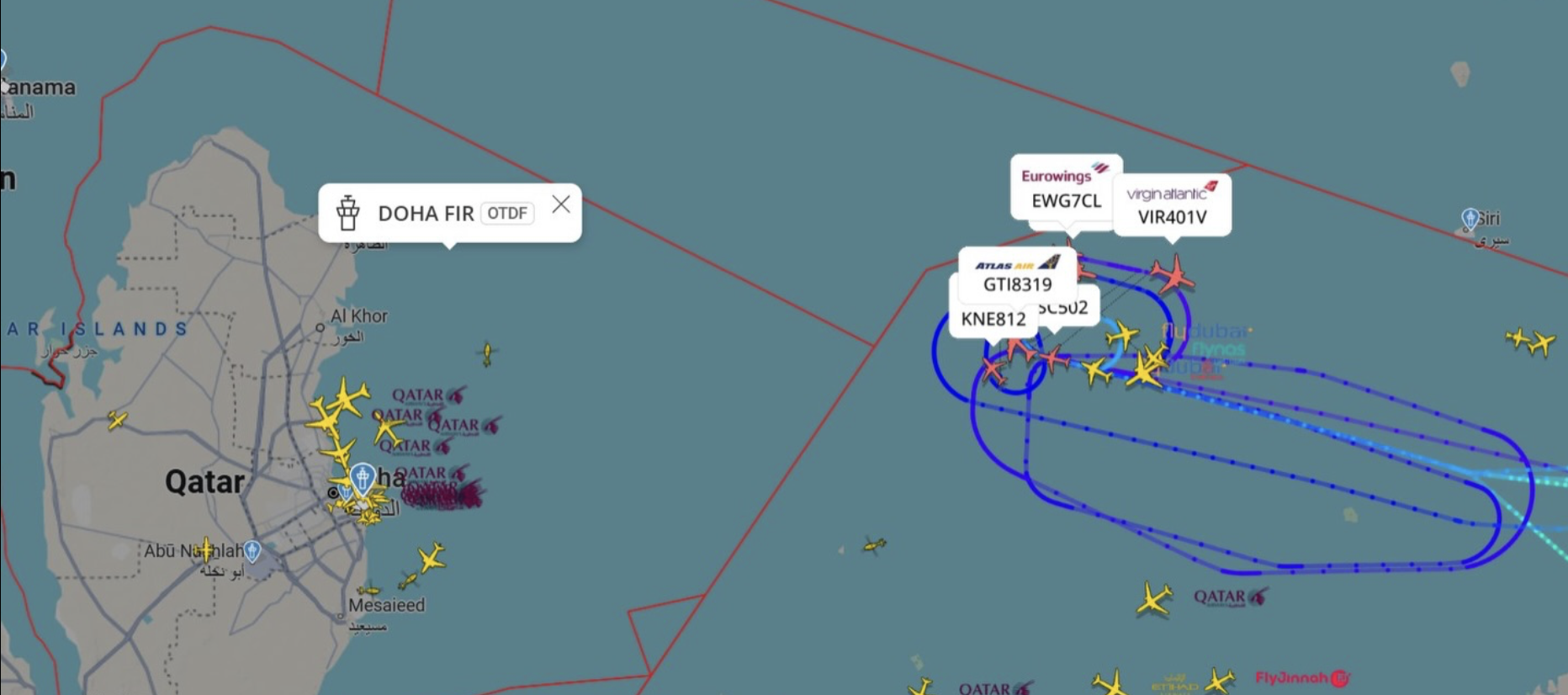 Qatar and UAE airspace closed
