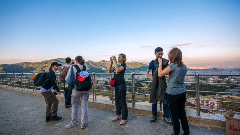 Tourists at Chandragiri