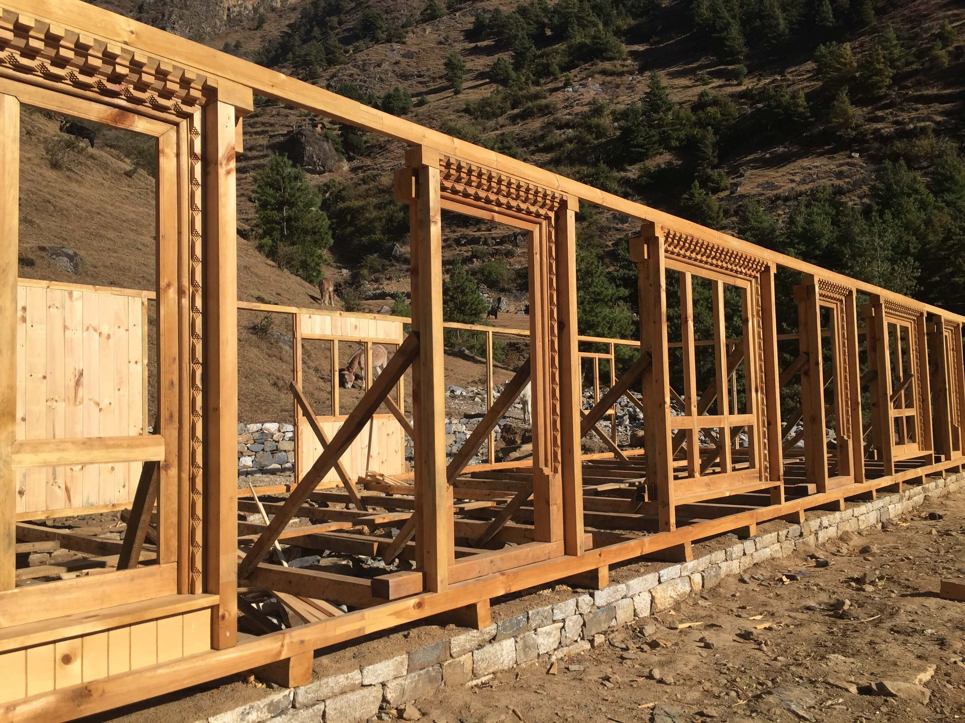wooden frame if the new school in bihi