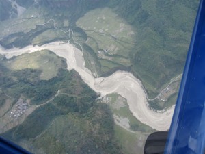 He managed to catch up with the flood near Tatopani, where Russsian tourists were being swept away as this picture was taken.