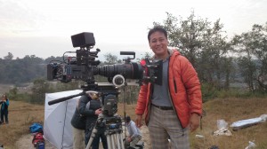 Vijay Lama while filming on location at the Army Golf Course 