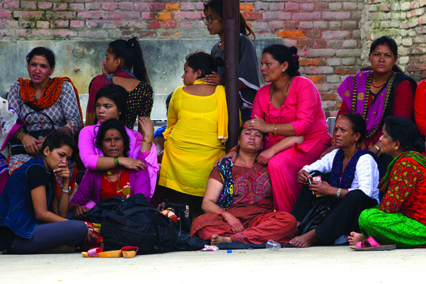 Family members and relatives mourn during the cremation ceremony at Pashupatinath Temple on Wednesday,Bhadra 1,2073. 27 people were killed and 39 were injured in a bus accident in Birtadeurali VDC-9, Khaharekhola of Kavrepalanchowk district on Monday.