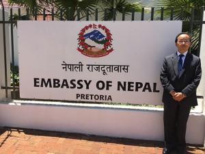 Ambassador Amrit Rai outside the Nepal embassy in Pretoria last week. Rai says Nepal and South Africa face similar challenges in making democracy work for the benefit of their peoples. Photo: Kunda Dixit