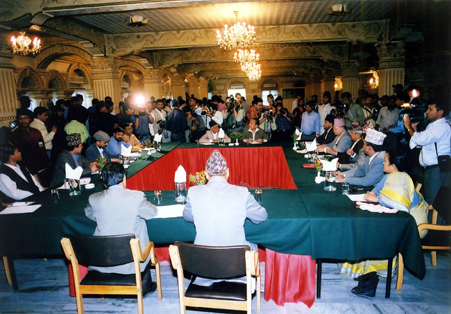 The Maoists and the government first met for talks in 2003 , which was unsuccesful and the rebels went underground again. 