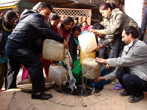 Locals poured 'illegal' homemade alcohol into the drain on Saturday with the help of Lagankhel police. 