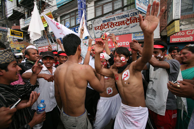 The Maoists emerged as the biggest party, winning 240 out of 601 seats. PHOTO: KIRAN PANDAY