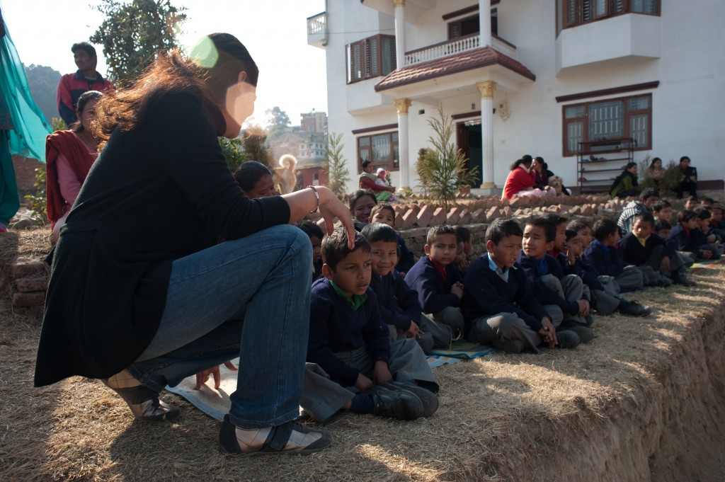 Although too small to ride the bicycles, the toddlers were happy to be there. A small surprise awaits them.