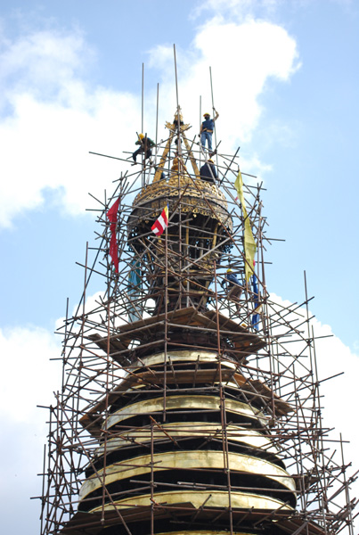 Swayambhu renovation 2010, Kathmandu, Nepal Since the early 13th century, 14 major restorations of Swayambhu have been undertaken, roughly one every 50 to 100 years.