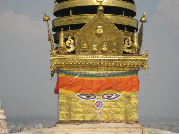 Swayambhu renovation 2010, Kathmandu, Nepal Tibetan Nyingma Meditation Center (USA) provided funding for the renovation, including for 20 kilos of gold.