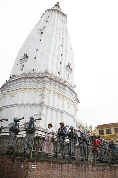 Swayambhu is a religious site for both Hindu and Buddhist devotees. 