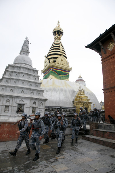 Swayambhu is a religious site for both Hindu and Buddhist devotees. 
