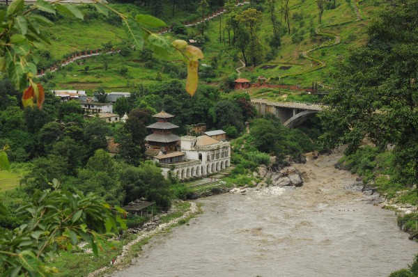 Ganesh Temple on the banks of Bagmati river outside the  gorges of Chobhar. It is believed that in the ancient times Kathmandu valley was a lake and Manjushree created this gorge through which water from the valley continues to find outlet to this day. 