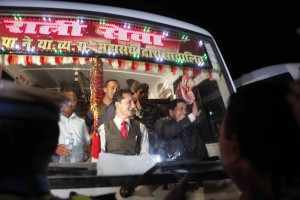 NT_02 Narayankaji Shrestha takes a ride in the newly inaugurated night bus.