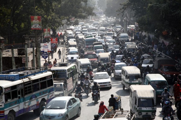 Going with the flow is a good option in Kathmandu's daily traffic.
