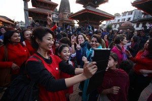 Participants celebrate and take photographs after the event.
