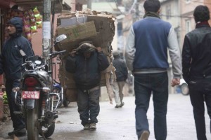 Chatur Man Majhi toiling in the cold