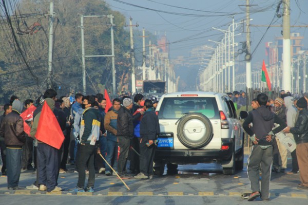 Protesters stop
