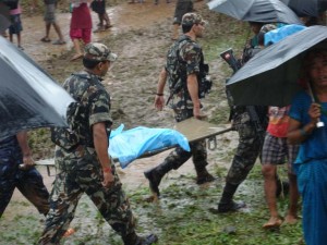 The rescue and search operation at the crash site.