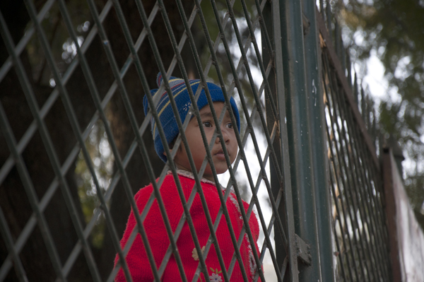 NT_01 A girl watches the NC protest from the roadside at Ratna park