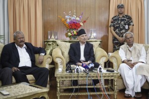 PM Baburam Bhattarai as he address the nation at midnight, announcing fresh CA elections