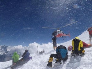 Rescue underway at the site of the avalanche