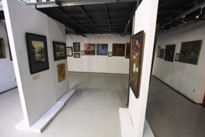 The first floor of the exhibition on Nepali modern art.  Photo: Cindrey Liu.