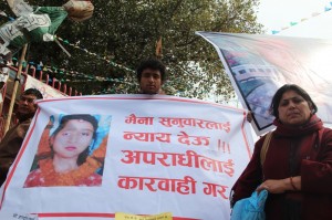 LONG WAIT: Debi Sunuwar demanding justice at Baluwatar for her daughter Maina Sunuwar who was allegedly tortured and killed in 2004.
