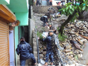 Khalanga flood Security forces have been carrying out relief and rescue work around Khalanga.