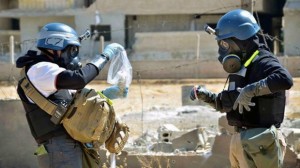 CHECKING: Inspectors from the Organisation for the Prohibition of Chemical Weapons (OPCW) during a verification process of Syria's inventory of chemical weapons. 