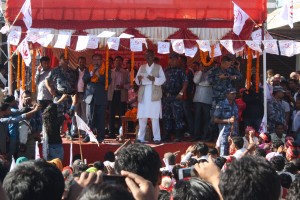 UCPN (M) distributed petrol to around 300 motorcyclists in Pushpa Kamal Dahal's constituency, Siraha-5, where he was addressing a mass gathering. 