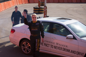 Two-Time F1 World Champion Mika Häkkinen after demonstrating his superb driving skills as part of Johnnie Walker's responsible drinking campaign 'Join The Pact' in Dwarko.