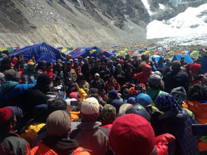 The Tourism Minister headlined a group of government officials who visited Base Camp last Thursday. Photo credit: Ang Jangbu, IMG