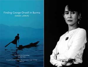 Finding George Orwell in Burma by Emma Larkin (left), portrait of Aung San Suu Kyi by Nic Dunlop 