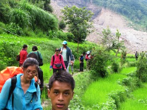 Chinese tourists are brought across the landslide area by porters/guides who are arranged by a network of ‘facilitators’ that has quickly come up. Indian pilgrims headed for Kailas-Manasarover traverse the other way.