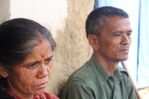 Manju and Devraj Khadka, Sabin's parents wait for news about him. Photo: Devaki Bista