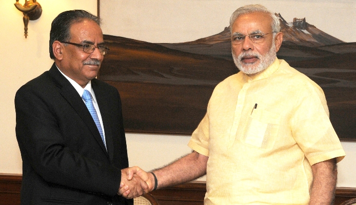 Photo dating July 2015, when Pushpa Kamal Dahal called on Indian Prime Minister Narendra Modi Pic: www.narendramodi.in