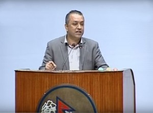 Nepali Congress MP Gagan Thapa in Parliament on Tuesday. 
