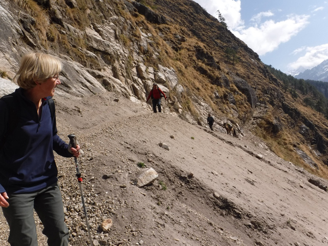 Landslide along the route from Tsum Valley to Philim