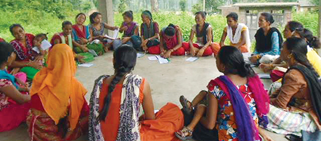 Women in Gurvakot village of Surkhet take part in a meeting to choose candidates for local elections last week. Photo: Laxmi Bhandari